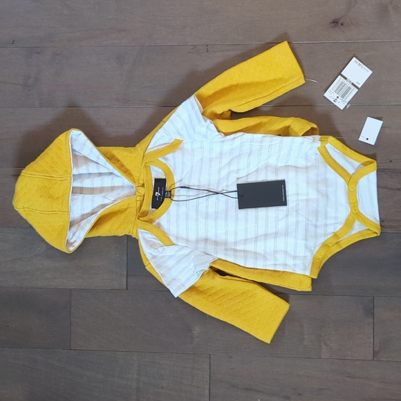 7 For All Mankind 6-9 Month Bodysuit and Hoodie - Picture 1 of 9